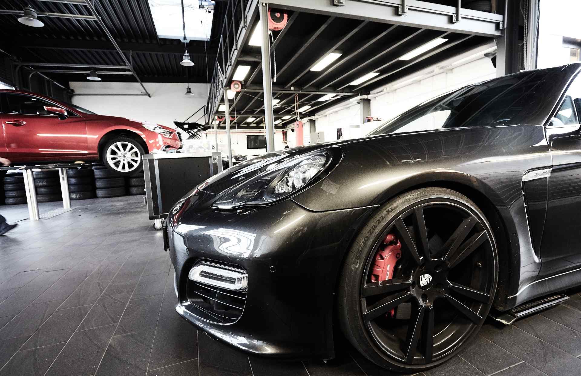 A car in the workshop bay at Autohaus Fontane