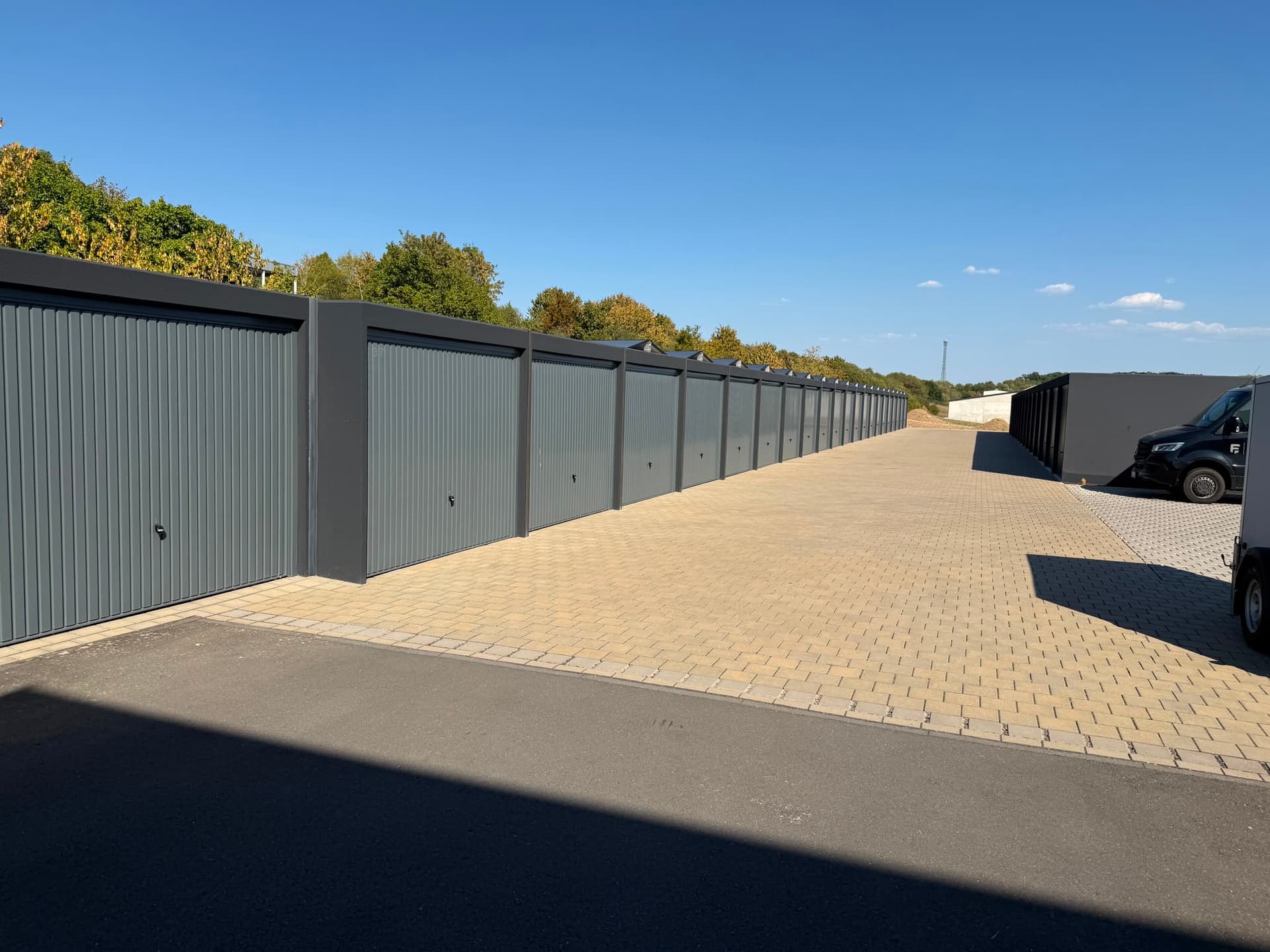 The row of garages at the Garagenpark in Bitburg