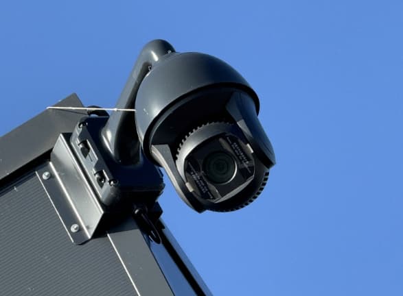 A surveillance camera above the Garagenpark site